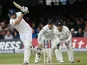 Jonny Bairstow plays a shot during the first test match against New Zealand at Lords on May 16, 2013