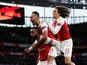 Alexandre Lacazette is pounced on by his teammates after equalising for Arsenal against Valencia in their Europa League semi-final on May 2, 2019