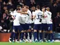 Tottenham Hotspur's Harry Kane celebrates scoring their first goal with teammates on February 5, 2022