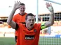 Dundee United's Jon Daly celebrates scoring a penalty against rivals Dundee on December 9, 2012