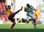 Lionel Ainsworth of Motherwell vies with Emilio Izaguirre of Celtic during the Ladbrokes Scottish Premiership match between Motherwell and Celtic at Fir Park on October 17, 2015