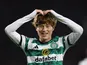 Celtic's Kyogo Furuhashi celebrates scoring their first goal on October 4, 2023