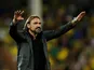 Daniel Farke gestures to the Norwich City fans on September 14, 2019