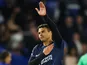 Thiago Silva of Chelsea gestures towards the fans