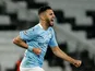 Manchester City's Riyad Mahrez celebrates scoring their second goal on April 29, 2021