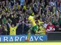Norwich City's Grant Holt celebrates after scoring against Aston Villa on May 4, 2013