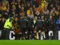 Wolverhampton Wanderers' Pedro Neto is stretchered off after sustaining an injury on October 28, 2023