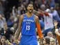 Oklahoma City Thunder forward Paul George (13) celebrates after scoring against the Utah Jazz during the second half at Chesapeake Energy Arena on February 22, 2019