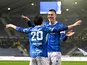 Genk's Daan Heymans and Konstantinos Karetsas celebrate a goal on October 29, 2025