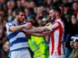 Stoke City's Tom Edwards in action with Queens Park Rangers' Tomer Hemed on March 9, 2019