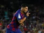 Barcelona's Luis Suarez celebrates scoring their fourth goal against Valencia on September 14, 2019