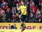 Robert Lewandowski celebrates scoring his goal on November 24, 2012