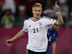 Reus double hands Germany first-half lead