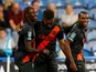 Everton's Alex Iwobi celebrates scoring their first goal  against Huddersfield Town in the EFL Cup on August 24, 2021