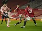 Sheffield United's Oliver Burke scores against Manchester United in the Premier League on January 27, 2021