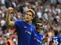 Marcos Alonso celebrates during the Premier League game between Tottenham Hotspur and Chelsea on August 20, 2017