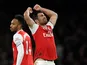 Arsenal's Sokratis Papastathopoulos reacts after his goal is disallowed following a VAR review on October 27, 2019