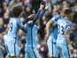 David Silva celebrates scoring during the Premier League game between Manchester City and Crystal Palace on May 6, 2017