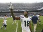 Sidney Rice celebrates securing the winning touchdown for Seattle Seahawks on December 2, 2012