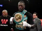Deontay Wilder celebrates after knocking out Artur Szpilka in the ninth round of their heavyweight title boxing fight at Barclays Center in New York on January 16, 2017