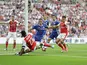 Danny Welbeck makes a close-range attempt during the FA Cup final between Arsenal and Chelsea on May 27, 2017