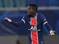 Paris Saint-Germain PSG midfielder Idrissa Gueye reacts to being shown a red card against RB Leipzig on November 4, 2020