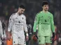 Manchester United's Diogo Dalot and Senne Lammens dejected at the final whistle on March 20, 2026