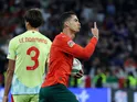Portugal's Cristiano Ronaldo celebrates after scoring on June 8, 2025