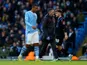 Manchester City's Manuel Akanji is substituted after sustaining an injury on January 7, 2024