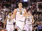 Nikola Jokic celebrates scoring for Denver Nuggets on December 3, 2018