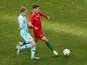 Portugal attacker Cristiano Ronaldo in action with Netherlands midfielder Frenkie de Jong in the UEFA Nations League final on June 9, 2019
