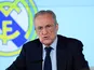 Real Madrid president Florentino Perez during a news conference on May 12, 2026