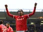 Djed Spence celebrates scoring for Nottingham Forest in October 2021