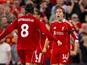 Liverpool's Federico Chiesa celebrates scoring with Dominik Szoboszlai on August 15, 2025
