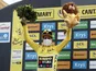 Primoz Roglic celebrates with the yellow jersey on September 11, 2020
