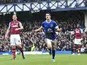 Everton's Kevin Mirallas celebrates scoring against West Ham United on May 12, 2013