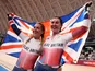 Laura Kenny of Britain and Katie Archibald of Britain celebrate winning gold at the Tokyo 2020 Olympics on August 6, 2021