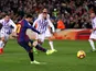 Lionel Messi opens the scoring from the penalty spot for Barcelona in their La Liga meeting with Real Valladolid on February 16, 2019
