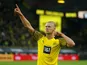 Borussia Dortmund's Erling Braut Haaland celebrates scoring their fourth goal on September 19, 2021