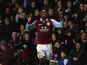 Christian Benteke celebrates scoring the winner for Aston Villa on November 27, 2012