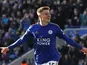 Harvey Barnes celebrates scoring their first goal on January 1, 2020