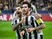 Newcastle United's Sandro Tonali celebrates with Bruno Guimaraes on December 1, 2025