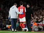 Arsenal's Takehiro Tomiyasu comes off injured on March 16, 2023
