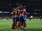 Atletico Madrid's Joao Felix celebrates scoring their first goal with teammates on February 23, 2022