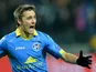BATE Borisov's Belarusian forward Dmitri Mozolevski celebrates a goal during the UEFA Champions League group E football match between FC BATE Borisov and Bayer 04 Leverkusen at the Borisov Arena stadium in Borisov, outside Minsk, on November 24, 2015