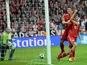 Bayern's Thomas Muller celebrates scoring against FC Barcelona during the Champions League semi final first leg on April 23, 2013