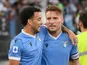 Lazio's Ciro Immobile celebrates scoring their first goal with Felipe Anderson on September 19, 2021