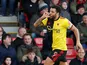 Troy Deeney celebrates scoring for Watford on January 12, 2020