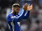 Birmingham City's David Davis applauds fans after the match against Aston Villa on April 23, 2017