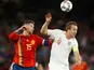 Harry Kane takes on Sergio Ramos during the Nations League game between Spain and England on October 15, 2018